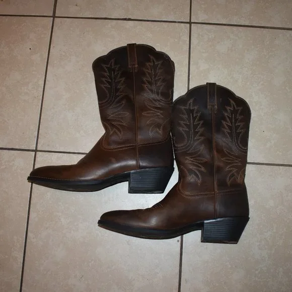 Heritage R Toe Distressed Brown Western Boot Size 11B - Picture 5 of 10